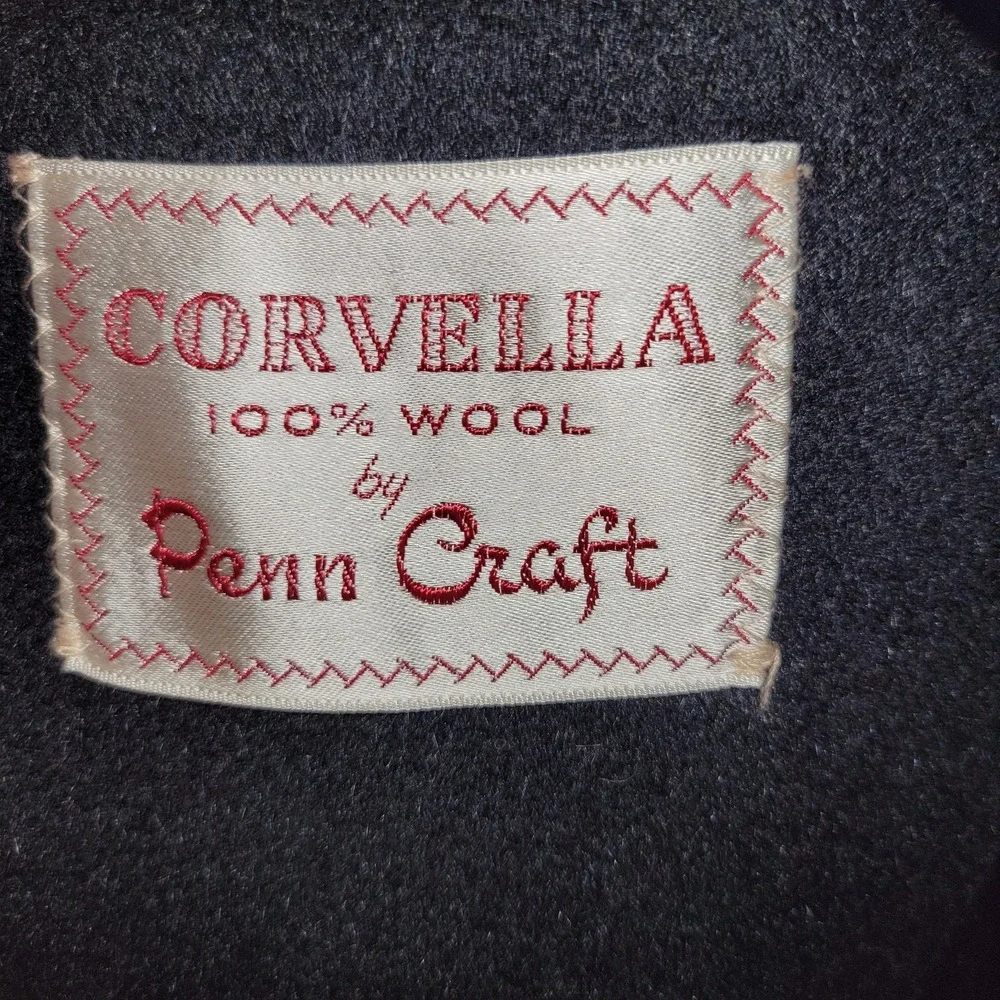 Women's 100% Wool 1960s Vintage Coat Lovemans‎ Corvella Size L  Black